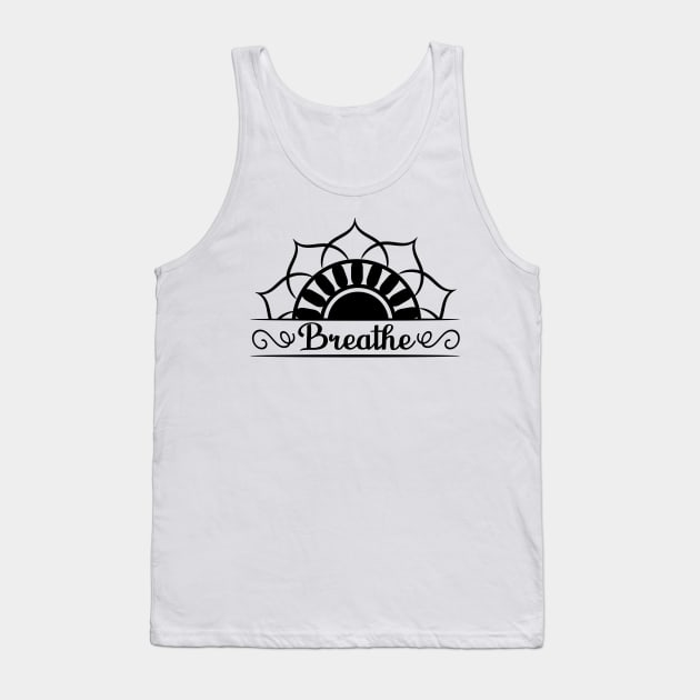 Breathe Sunflower Minimalist Sesign Tank Top by MetaCynth